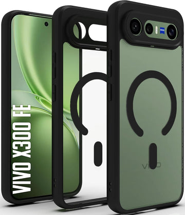 Vivo X300 FE Back Cover Case | Sleek Hybrid - Clear Black Magnetic