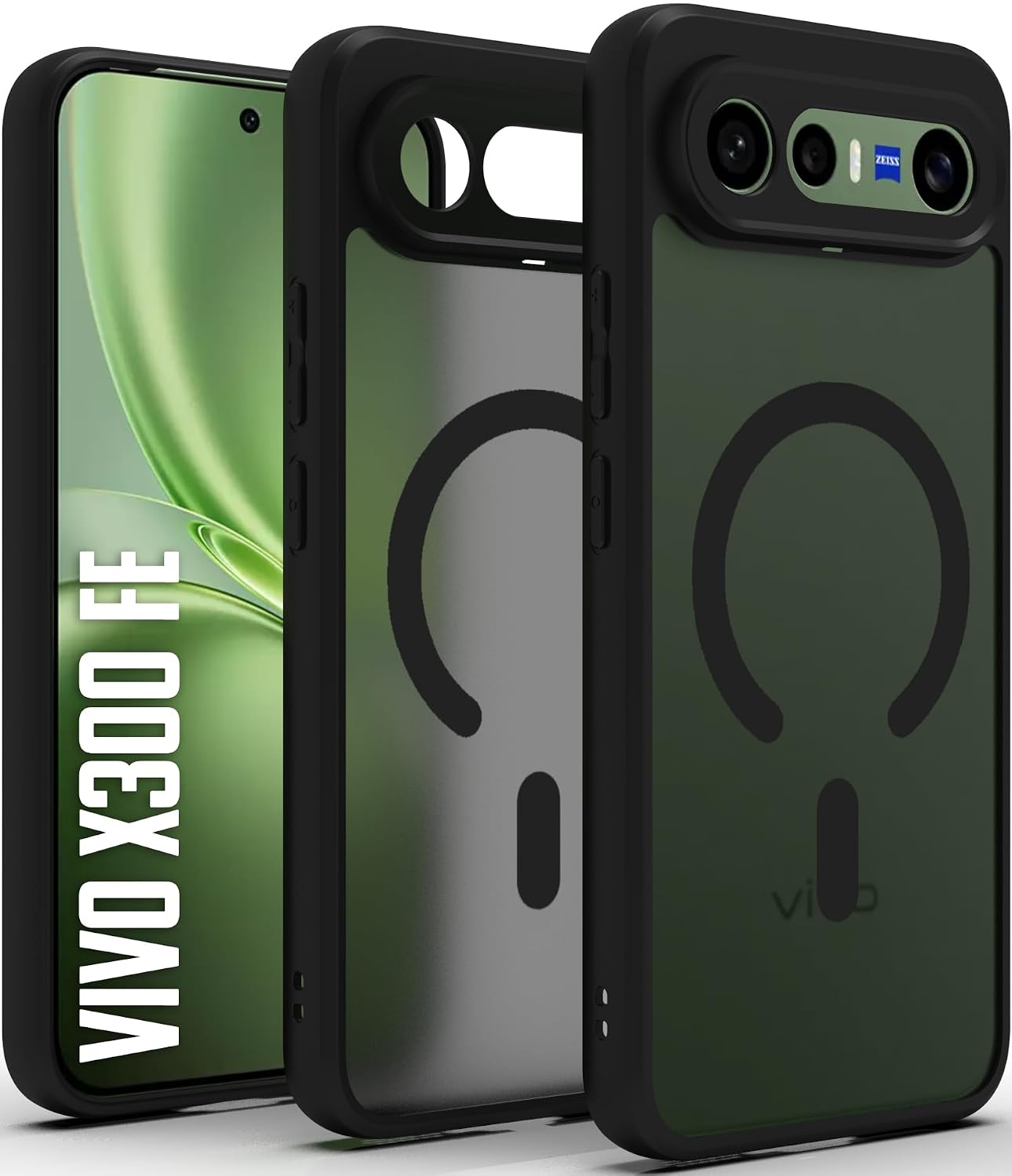 Vivo X300 FE Back Cover Case | Sleek Hybrid - Matte Black Magnetic
