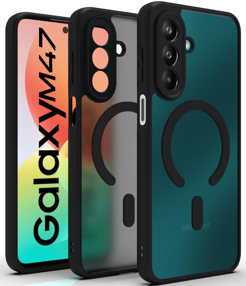 Samsung Galaxy M47 Back Cover Case | Sleek Hybrid - Matte Black Magnetic