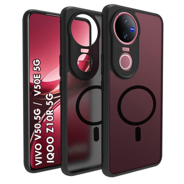 Vivo V50 5G / V50e 5G / iQOO Z10R 5G / Vivo T4R 5G Back Cover Case | Sleek Hybrid - Matte Black  Magentic