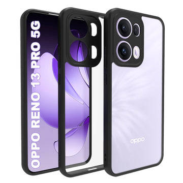 Oppo Reno 13 Pro Back Cover Case | Sleek Hybrid - Clear Black