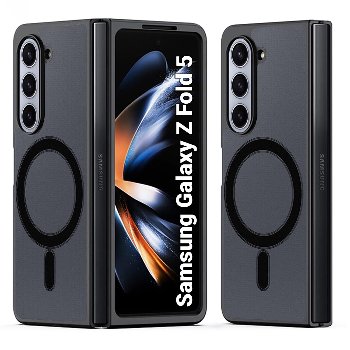 Samsung Galaxy Z Fold 5 Back Cover Case | Sleek Hybrid - Matte Black Magnetic