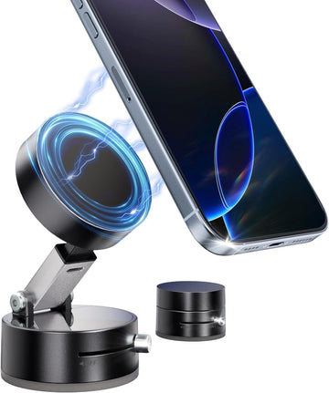 Magnetic Car Mobile Holder | Vacuum Suction Mount for Dashboard & Windshield