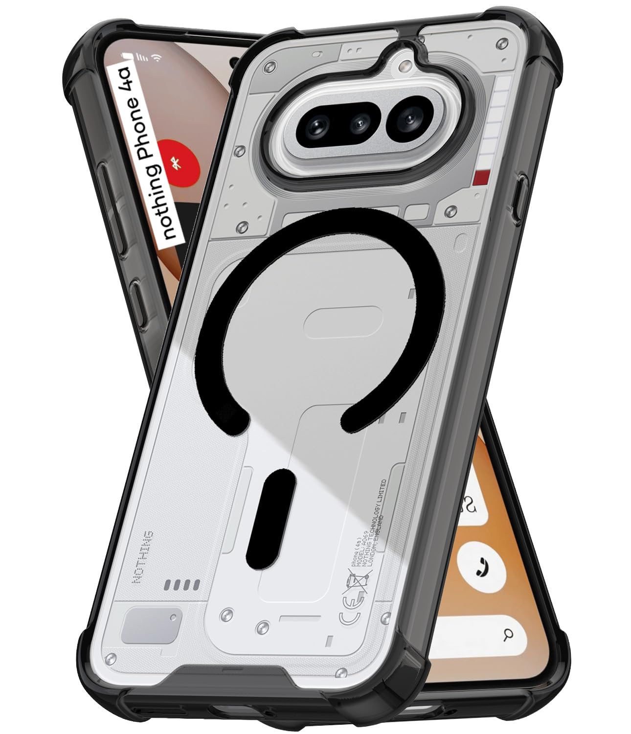 Nothing Phone 4a 5G Back Cover Case | Clear Hybrid - Clear Black Magnetic