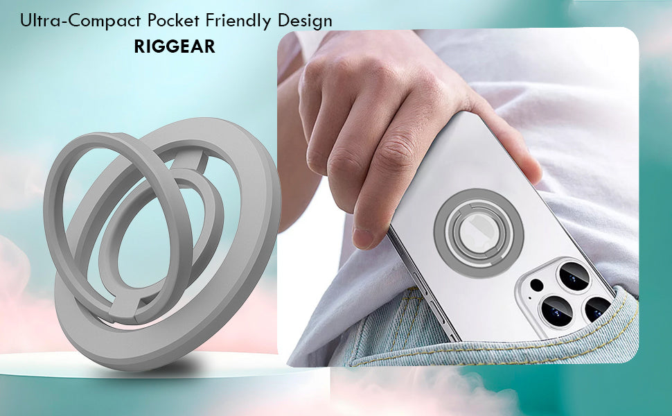 MagSafe Phone Grip & Stand | Dual Ring Holder - Silver Storm