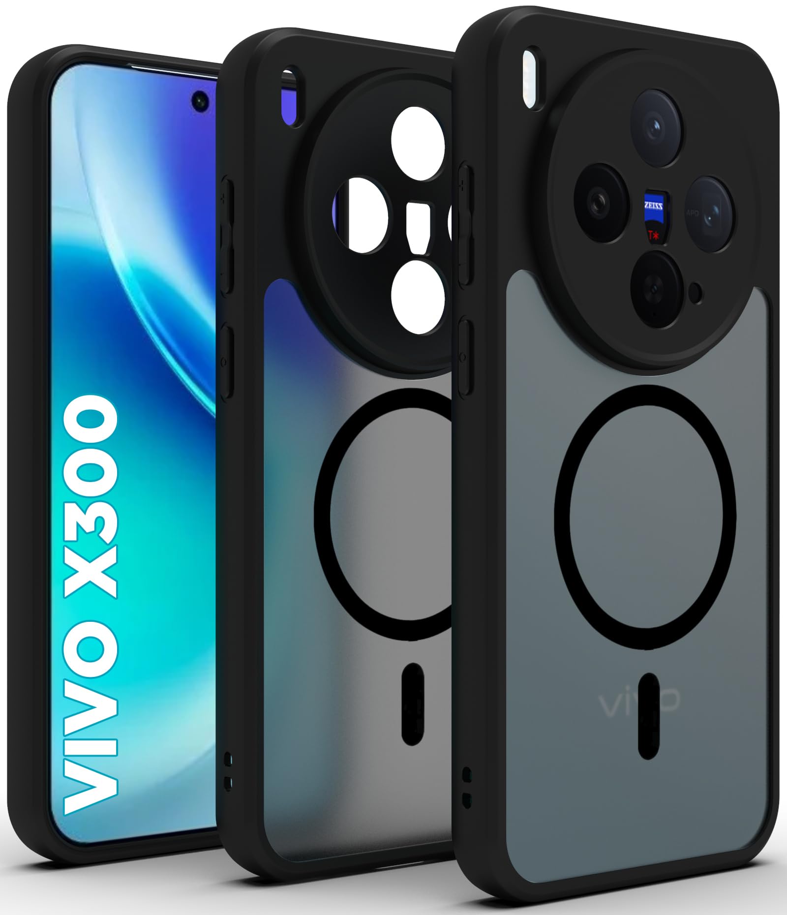 Vivo X300 5G Back Cover Case | Sleek Hybrid - Matte Black Magnetic