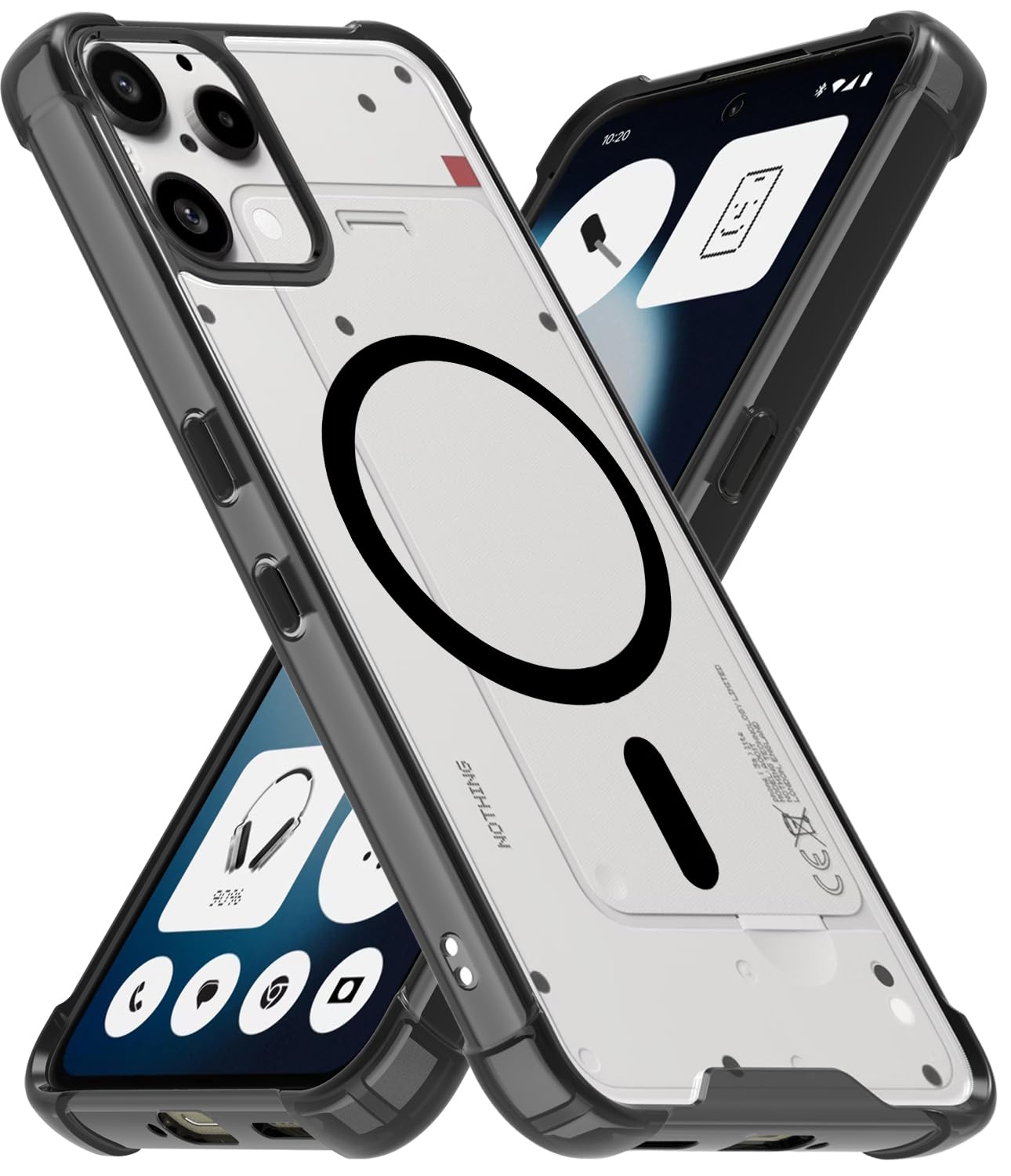 Nothing Phone 3a Lite 5G Back Cover Case | Clear Hybrid - Clear Black Magnetic