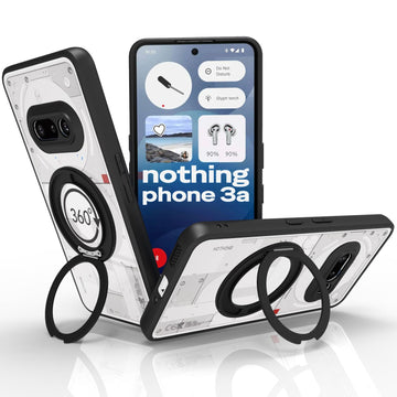 Nothing Phone 3a Ring Stand Back Cover Case | Clear Hybrid - Clear Black Magnetic