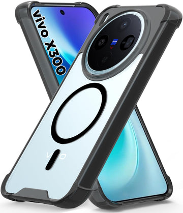 Vivo X300 5G Back Cover Case | Clear Hybrid - Clear Smoke Magnetic