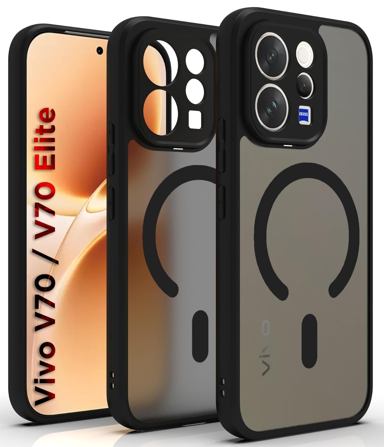 Vivo V70 / V70 Elite 5G Back Cover Case | Sleek Hybrid - Matte Black Magnetic