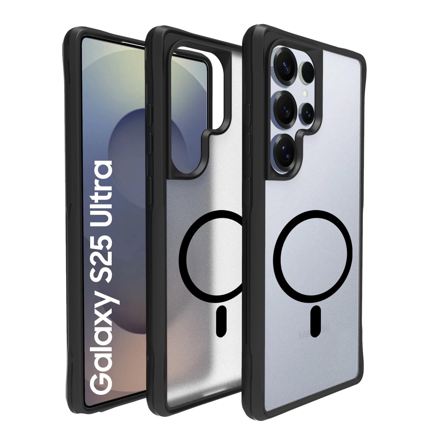 Samsung Galaxy S25 Ultra Back Cover Case | Tough Hybrid - Clear Black Magnetic