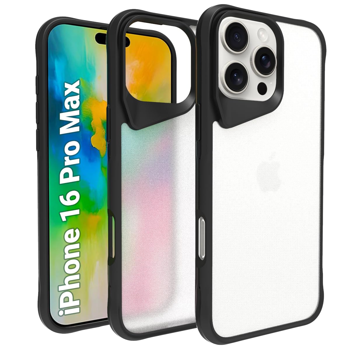 iPhone 16 Pro Max Back Cover Case | Tough Hybrid - Clear Black