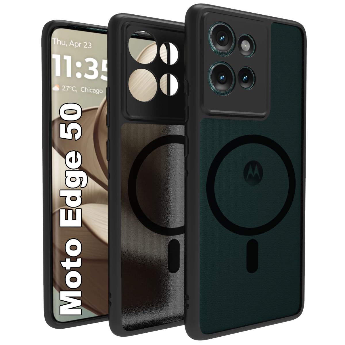 Motorola Edge 50 Back Cover Case | Sleek Hybrid - Matte Black Magnetic