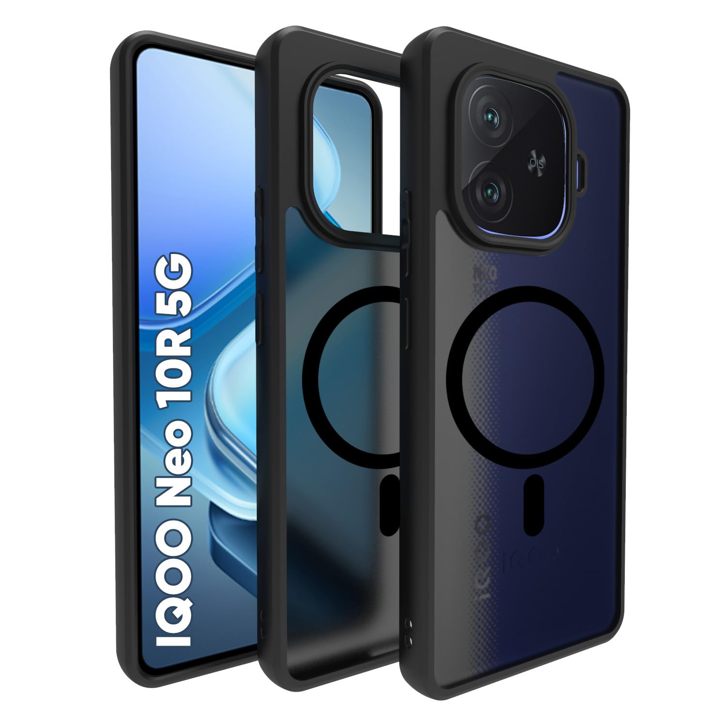 iQOO Neo 10R 5G Back Cover Case | Sleek Hybrid - Matte Black Magentic