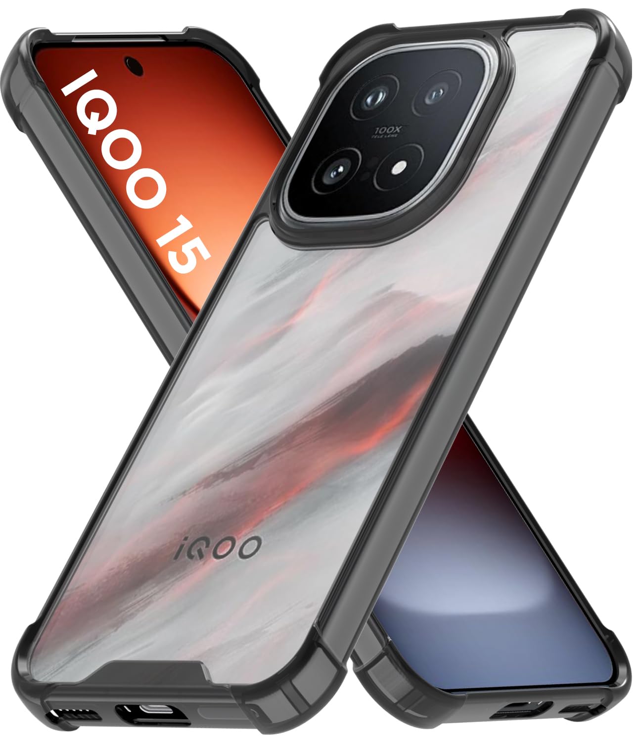 iQOO 15 5G Back Cover Case | Clear Hybrid - Clear Smoke