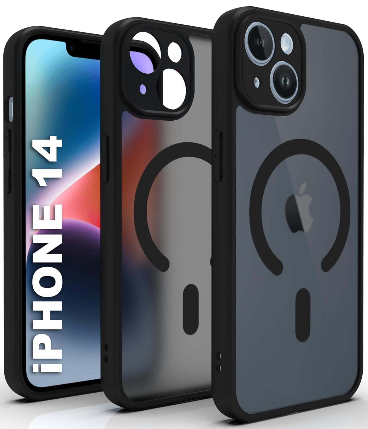 iPhone 14 Back Cover Case | Sleek Hybrid - Matte Black Magnetic