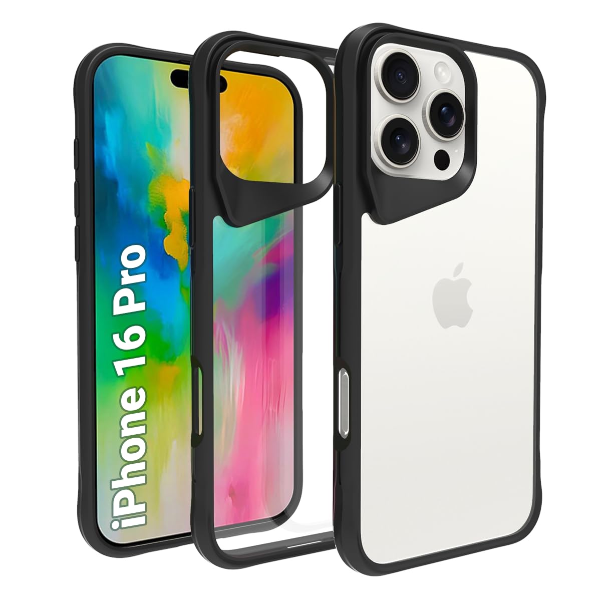 iPhone 16 Pro Back Cover Case | Tough Hybrid - Clear Black