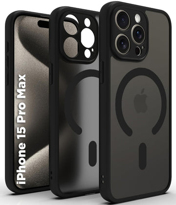 iPhone 15 Pro Max Back Cover Case | Sleek Hybrid - Matte Black Magnetic