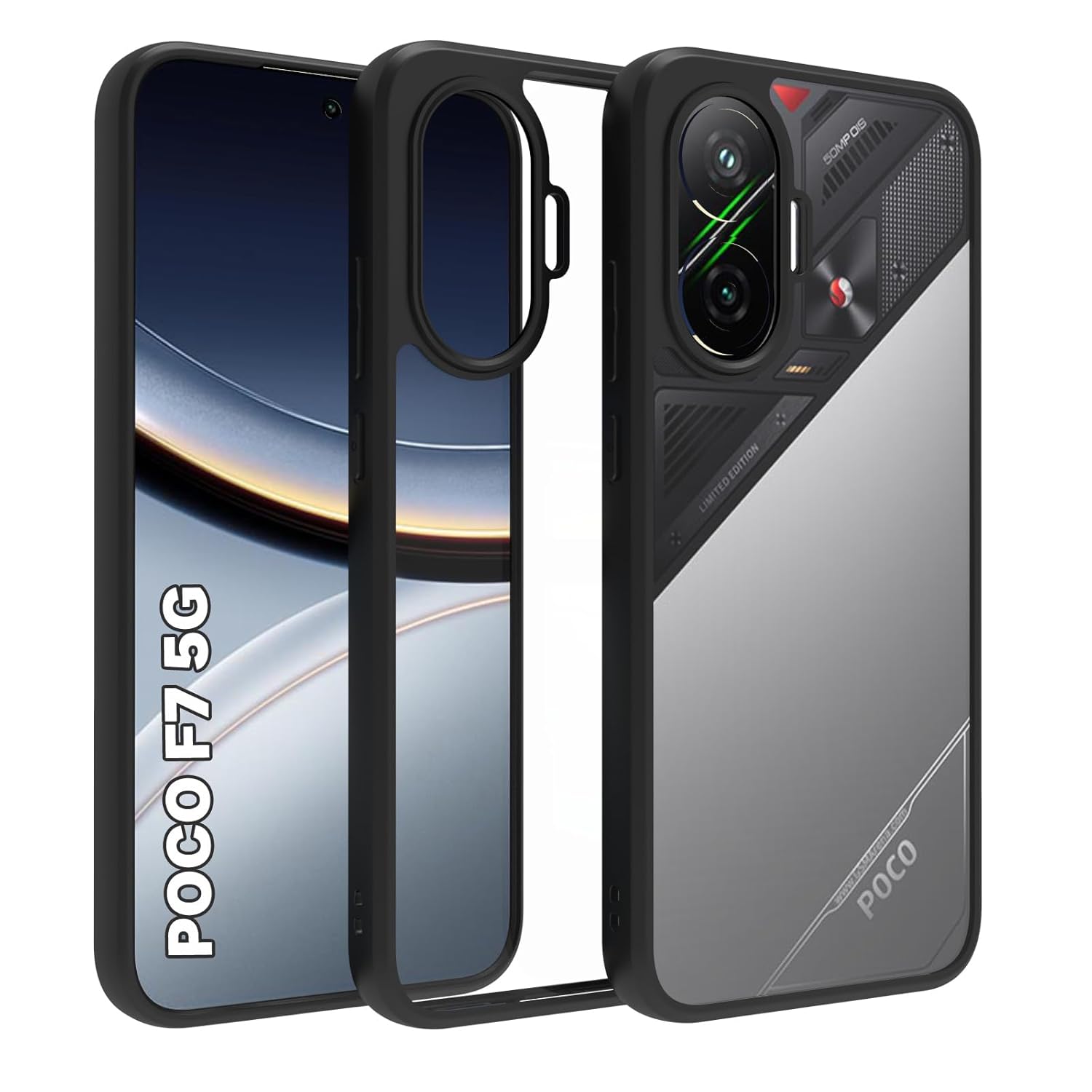 Poco F7 5G Back Cover Case | Sleek Hybrid - Clear Black