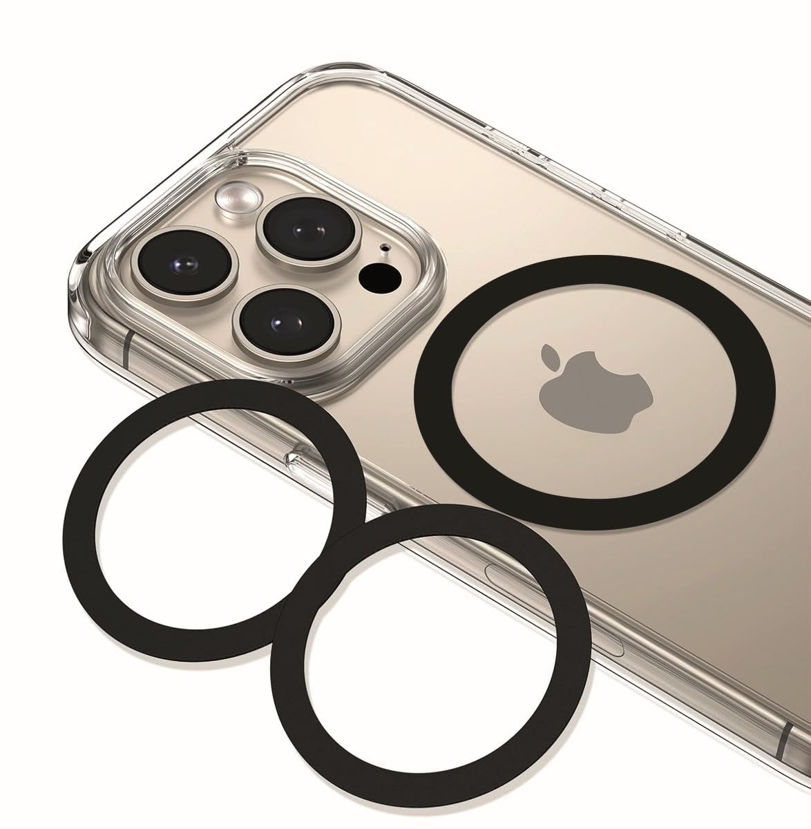 MagSafe Ring Sticker | Magnetic Metal Plate (Pack of 2) - Black