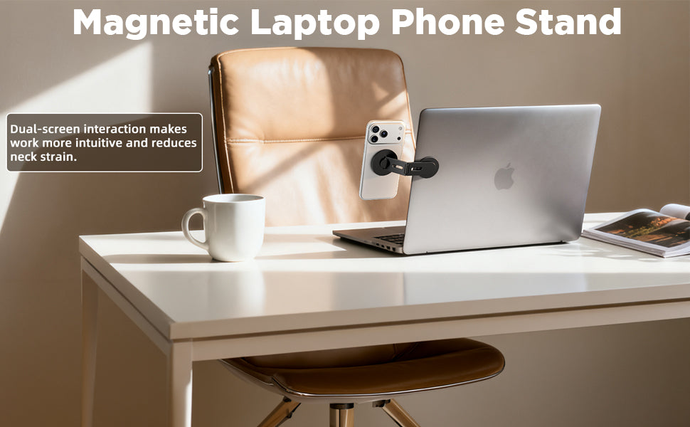 Magnetic Laptop Mobile Holder | Foldable Stand - Black
