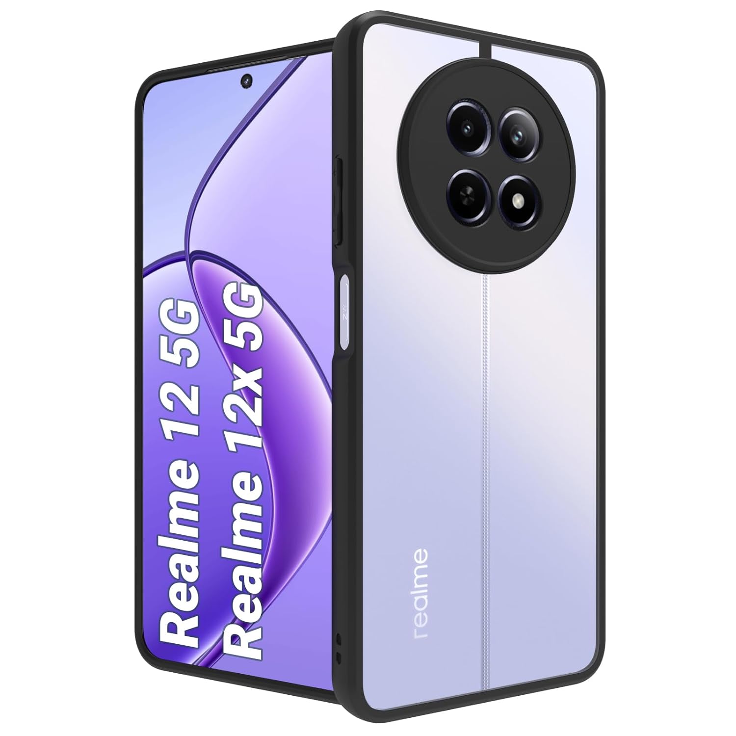 Realme 13 / 12X / 12 / Narzo 70X / Narzo N65 5G Back Cover Case | Clear Hybrid - Clear Black
