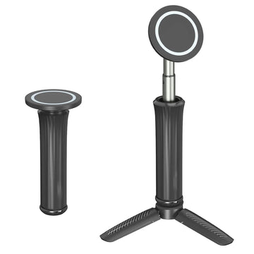 Magnetic Selfie Stick Tripod | 360 Degree Rotatable Phone Holder - Black