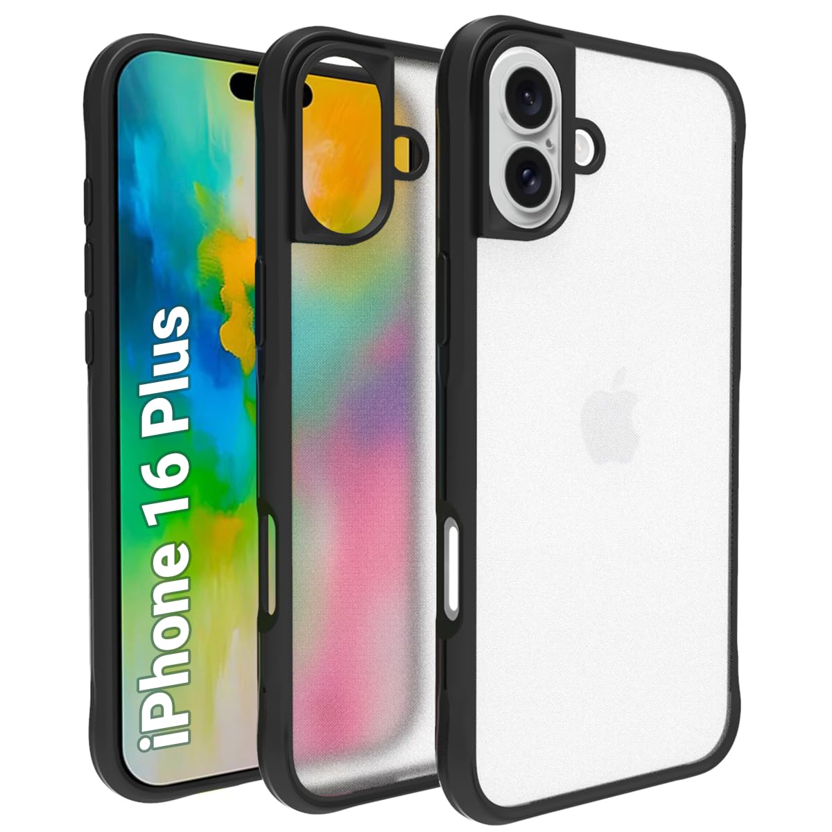 iPhone 16 Plus Back Cover Case | Tough Hybrid - Clear Black