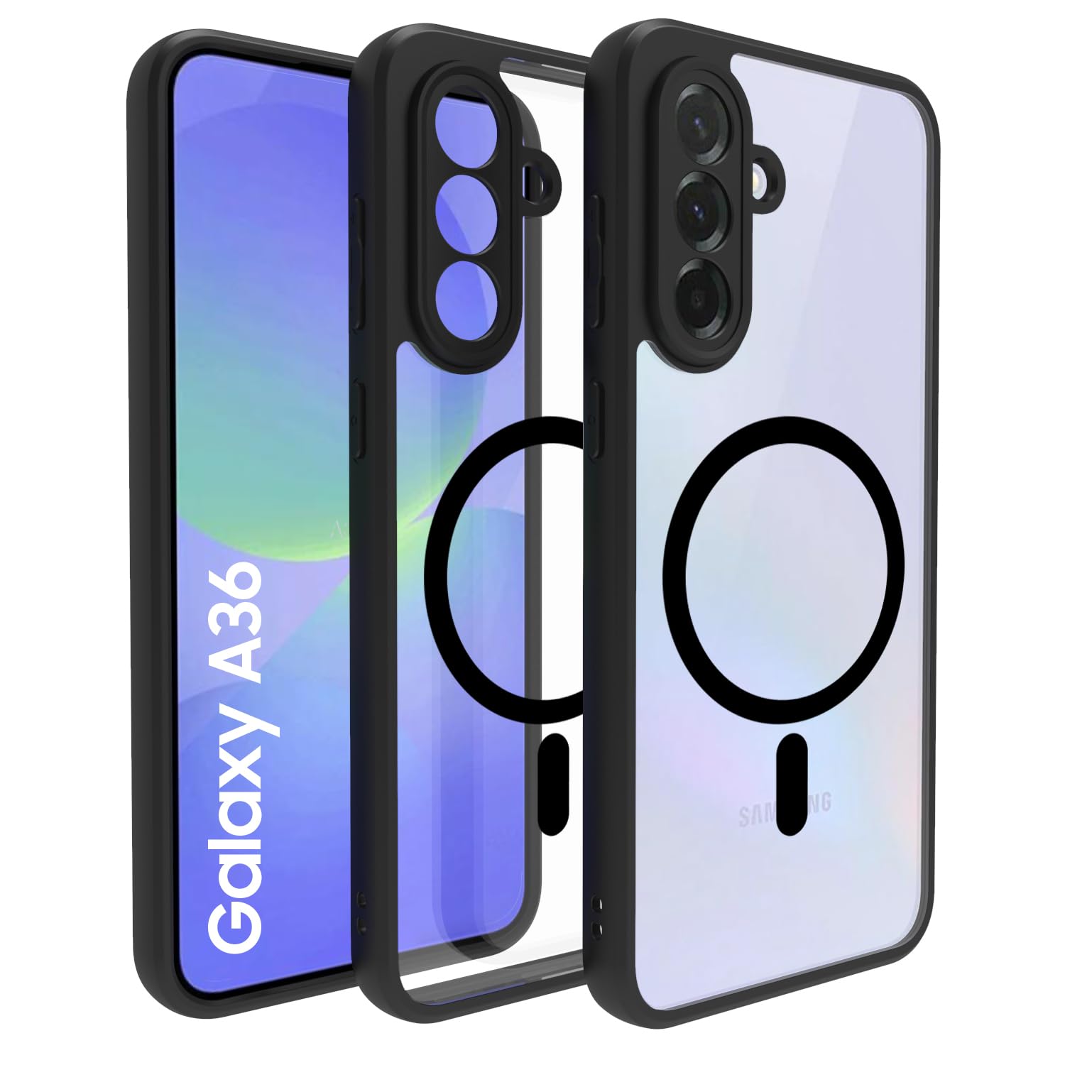 Samsung Galaxy A36 Back Cover Case | Sleek Hybrid - Clear Black Magnetic