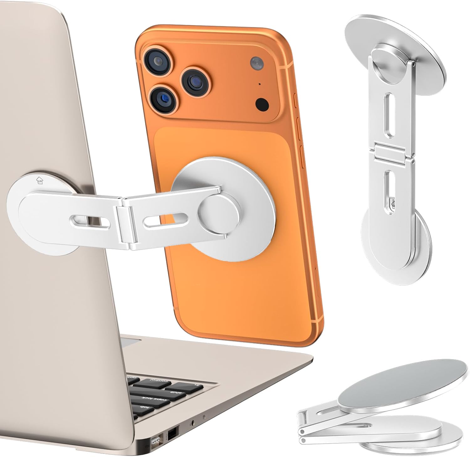 Magnetic Laptop Mobile Holder | Foldable Stand - Silver