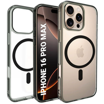 iPhone 16 Pro Max Back Cover Case | Clear Hybrid - Clear Black Magnetic