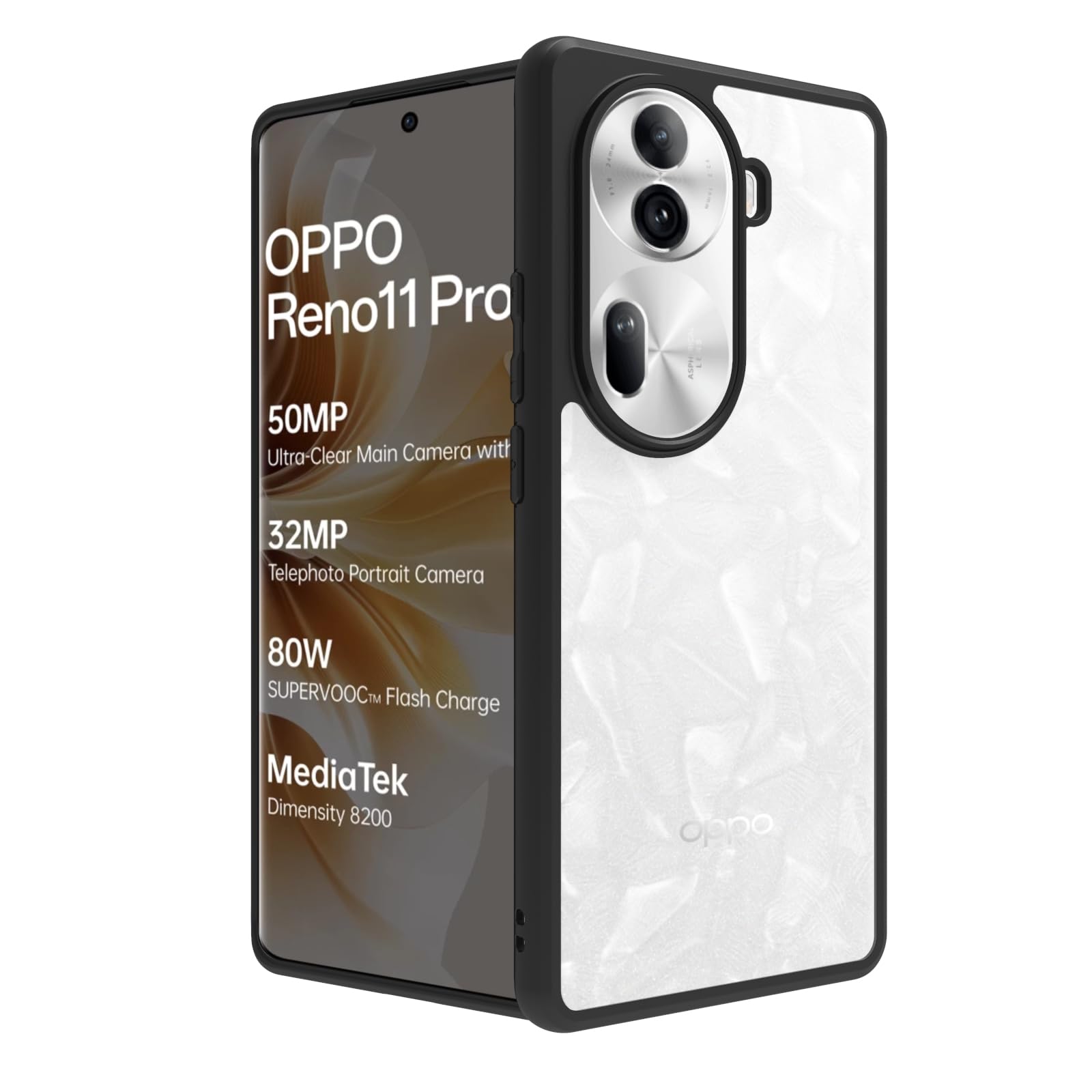 Oppo Reno 11 Pro Back Cover Case | Sleek Hybrid - Clear Black