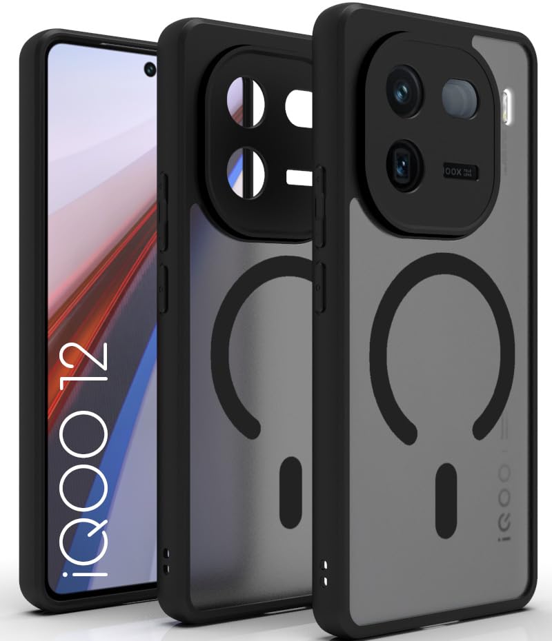 iQOO 12 5G Back Cover Case | Sleek Hybrid - Matte Black Magnetic