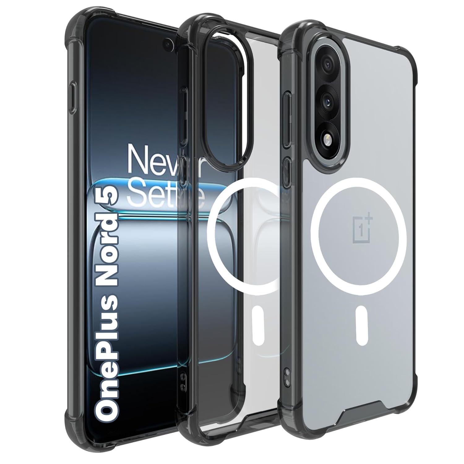 OnePlus Nord 5 5G Back Cover Case | Clear Hybrid - Clear Smoke Magnetic