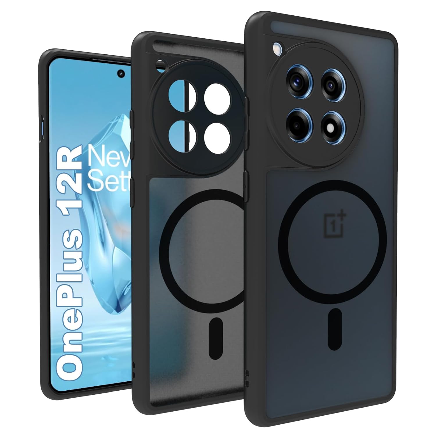 OnePlus 12R 5G Back Cover Case | Sleek Hybrid - Matte Black Magnetic