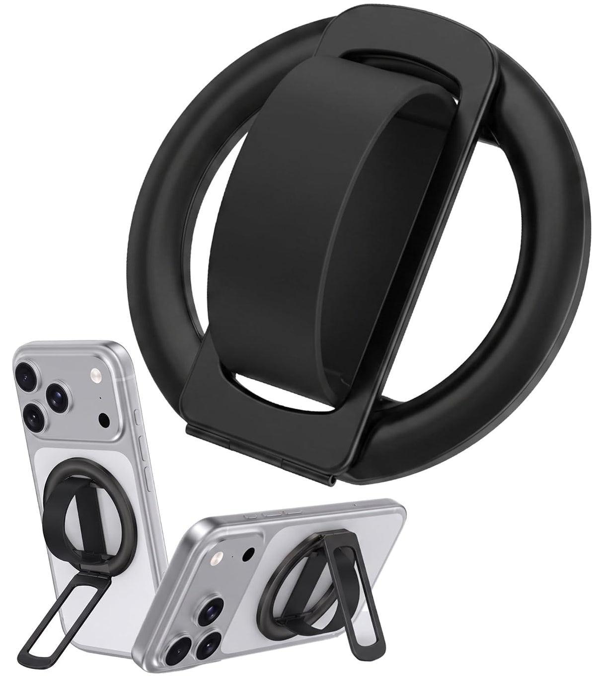Magnetic Phone Grip & Stand | 2-in-1 Silicone Finger Loop - Black