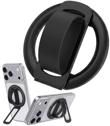 Magnetic Phone Grip & Stand | 2-in-1 Silicone Finger Loop - Black