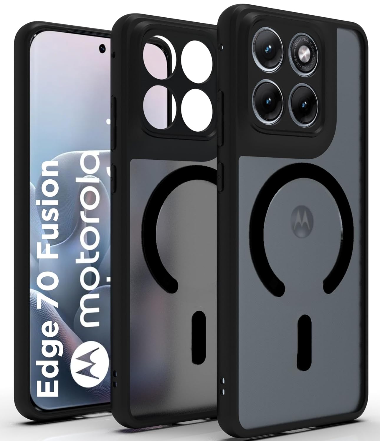 Motorola Moto Edge 70 Fusion 5G Back Cover Case | Sleek Hybrid - Matte Black Magnetic