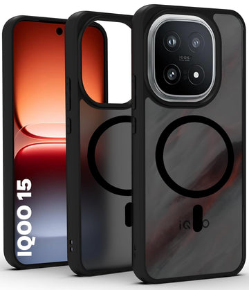 iQOO 15 5G Back Cover Case | Sleek Hybrid - Matte Black Magnetic