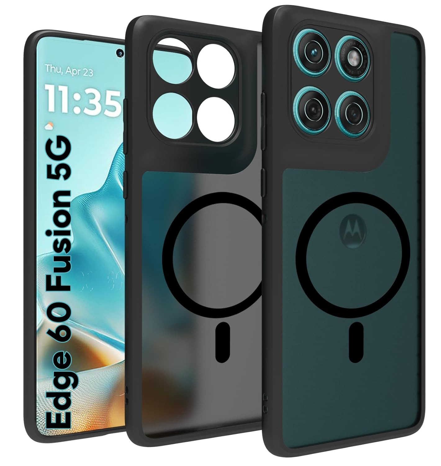 Moto Edge 60 Fusion 5G / Moto Edge 60 5G Back Cover Case | Sleek Hybrid - Matte Black Magnetic