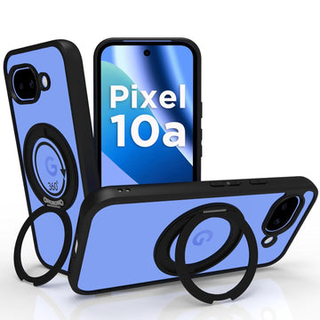 Google Pixel 10a Ring Stand Back Cover Case | Clear Hybrid - Clear Black Magnetic