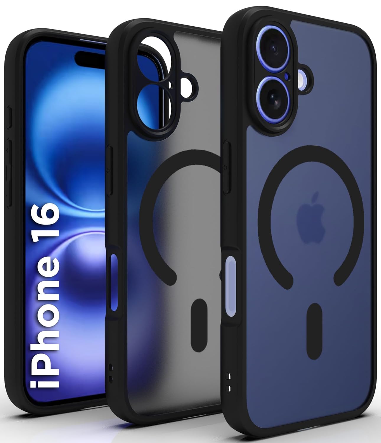 iPhone 16 Back Cover Case | Sleek Hybrid - Matte Black Magnetic