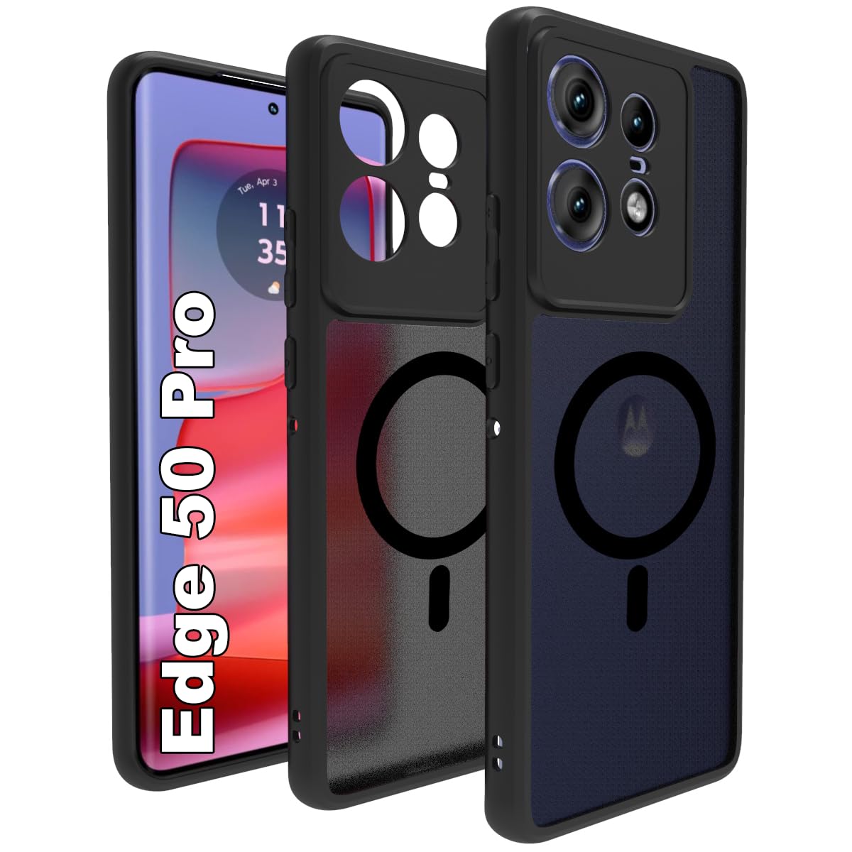 Motorola Moto Edge 50 Pro 5G Back Cover Case | Sleek Hybrid - Matte Black Magnetic