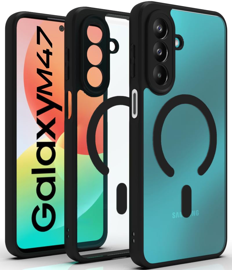 Samsung Galaxy M47 Back Cover Case | Sleek Hybrid - Clear Black Magnetic