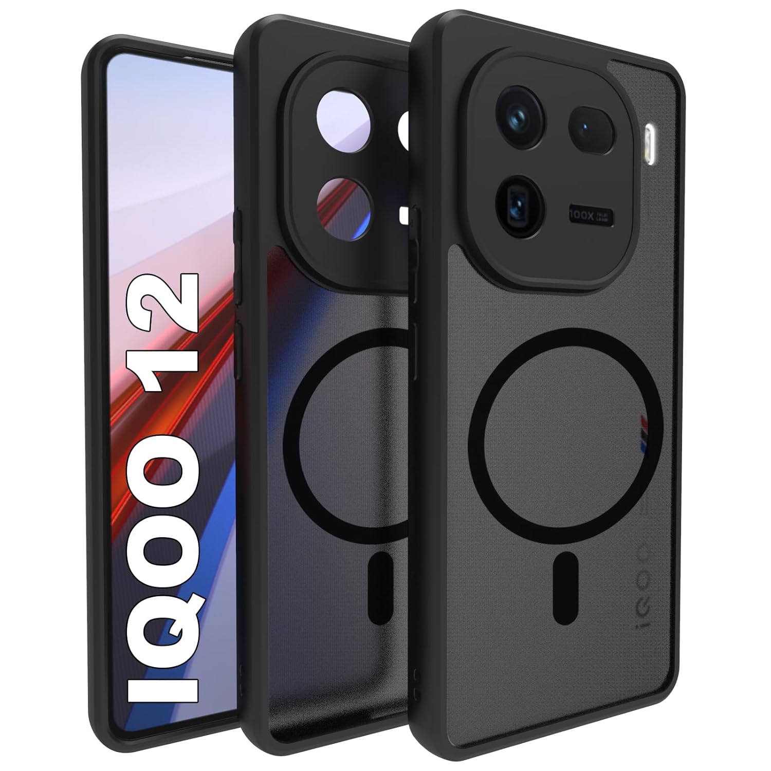 iQOO 12 5G Back Cover Case | Sleek Hybrid - Matte Black Magnetic
