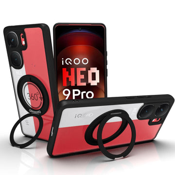 iQOO Neo 9 Pro 5G Ring Stand Back Cover Case | Clear Hybrid - Clear Smoke Magnetic