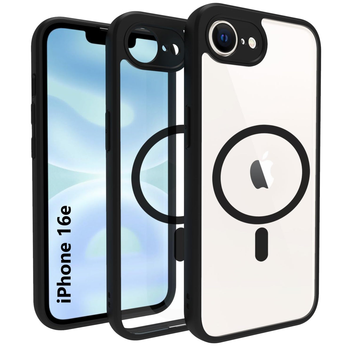 iPhone 17e / iPhone 16e Back Cover Case | Sleek Hybrid - Clear Black Magnetic
