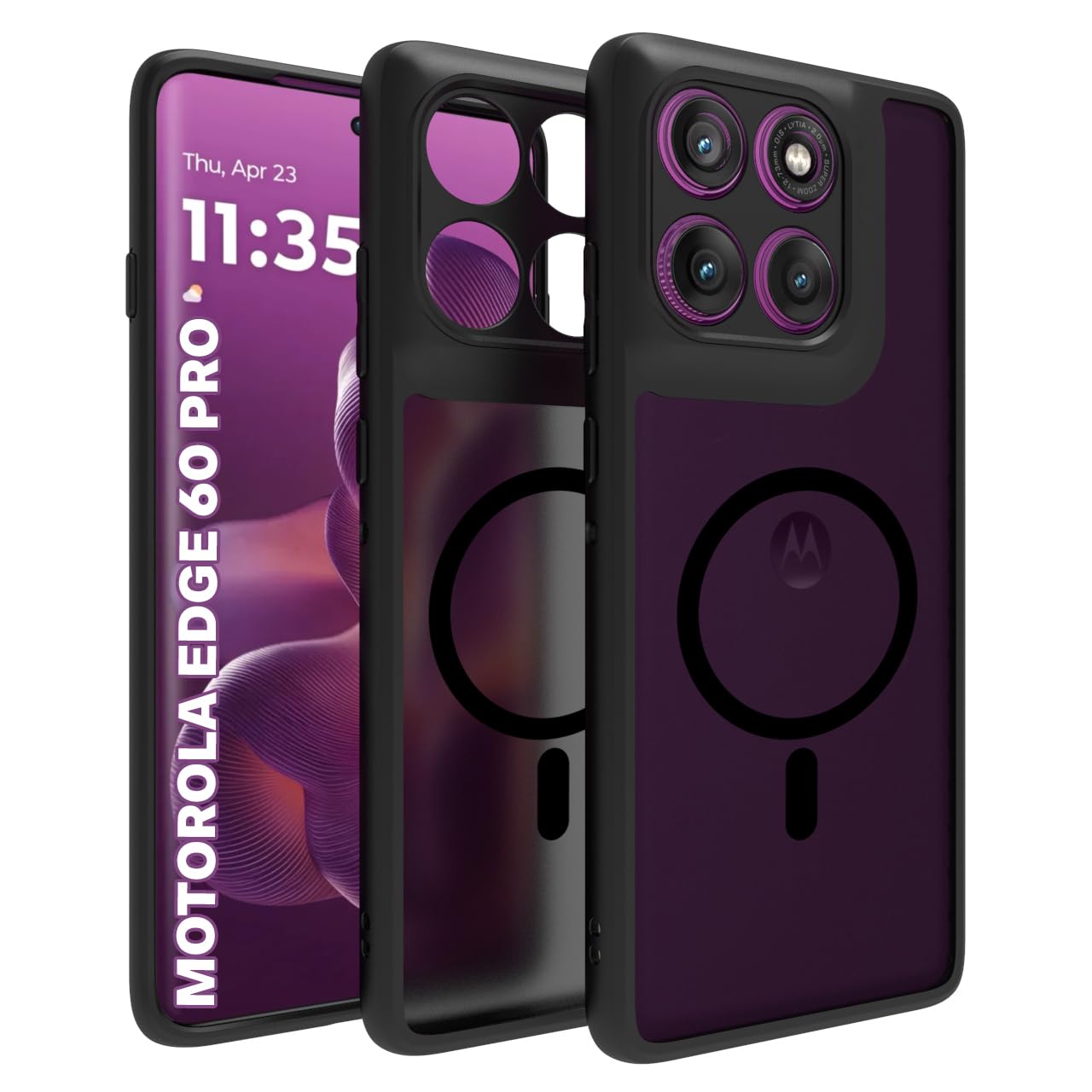 Moto Edge 60 Pro 5G Back Cover Case | Sleek Hybrid - Matte Black Magentic
