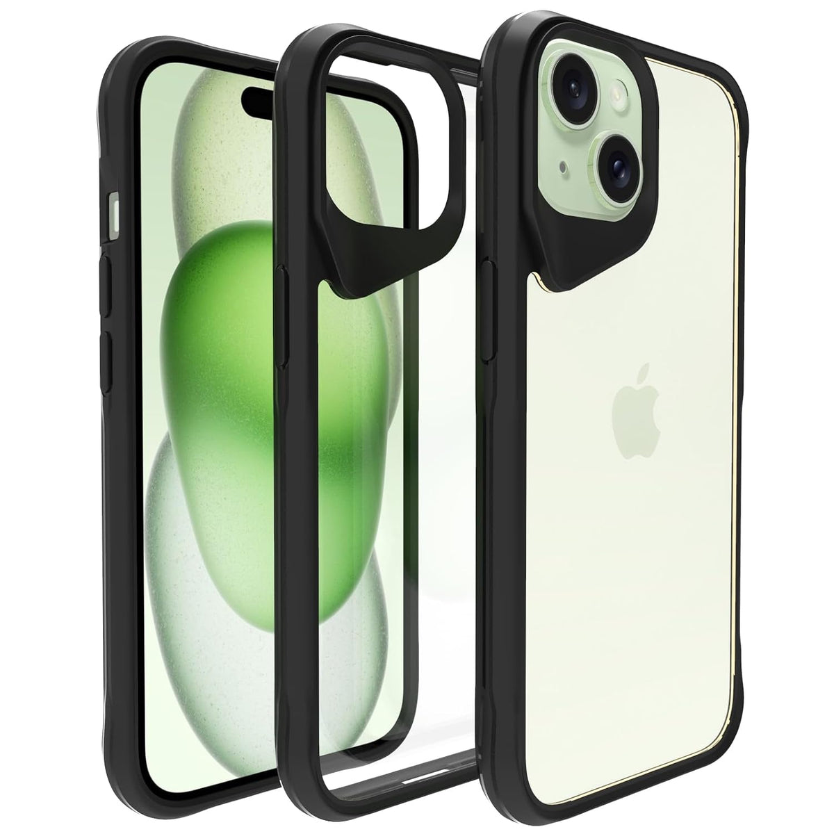 iPhone 15 Back Cover Case | Tough Hybrid - Clear Black
