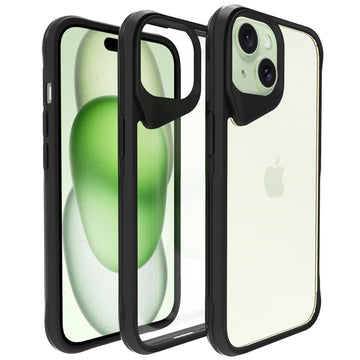 iPhone 15 Back Cover Case | Tough Hybrid - Clear Black